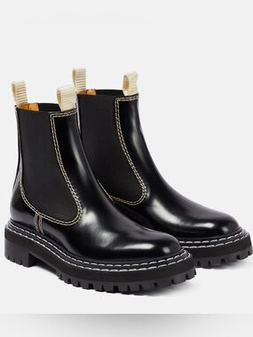 Proenza Schouler Lug Sole Chelsea Boots Black Patent Leather